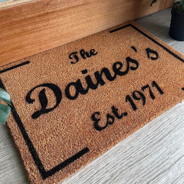 Doormat that says The Daines's Est. 1971